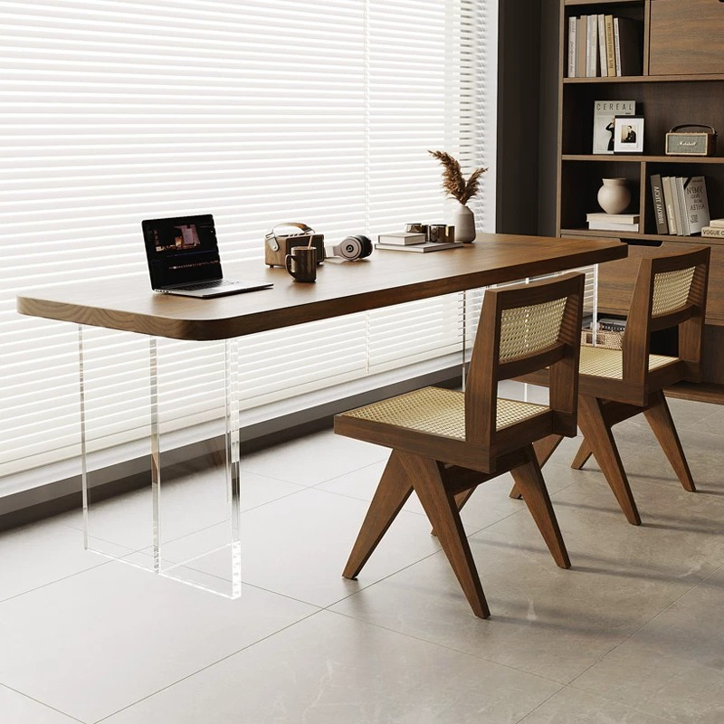 Bedroom Furniture - Nordyckie akrylowe biurko z litego drewna,