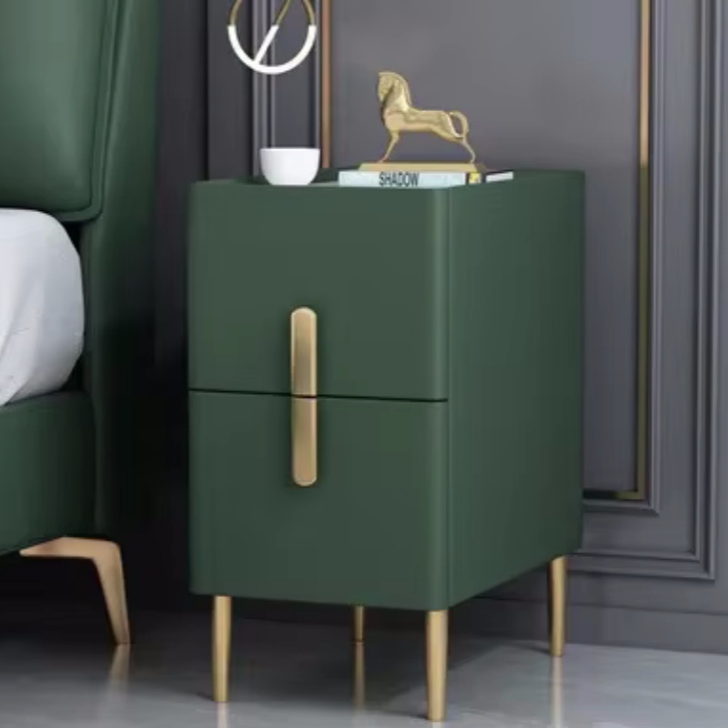 Solid Wood Nightstand 2 Drawers - Drewniany stolik nocny w jednolitym kolorze