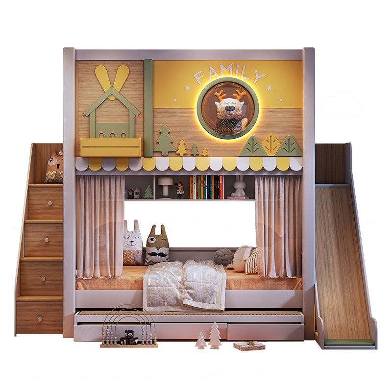 Bunk Bed With Stairs And Slide - Nowoczesne łóżko piętrowe dla dzieci z