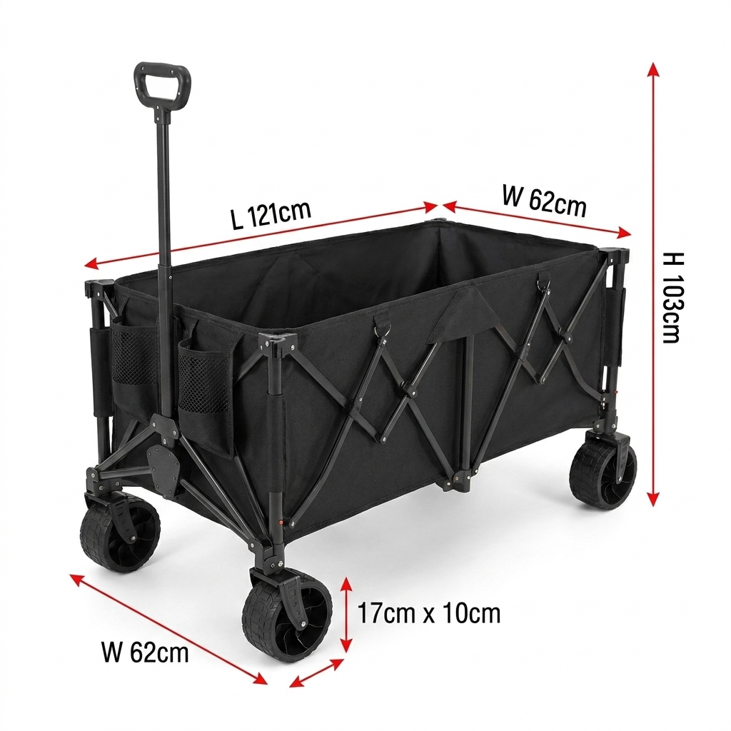 Outdoor Furniture - Wózek składany, wytrzymały, z dużą pojemnością