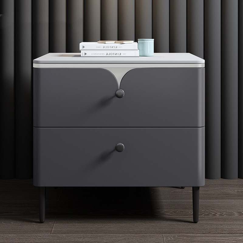 Solid Wood Nightstand 2 Drawers - Nowoczesny stolik nocny z litego drewna