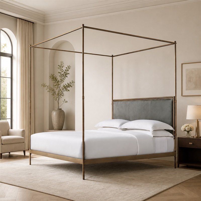 Rama łóżka w stylu francuskim, – Canopy Bed Frame Metal Queen recenzja i cena