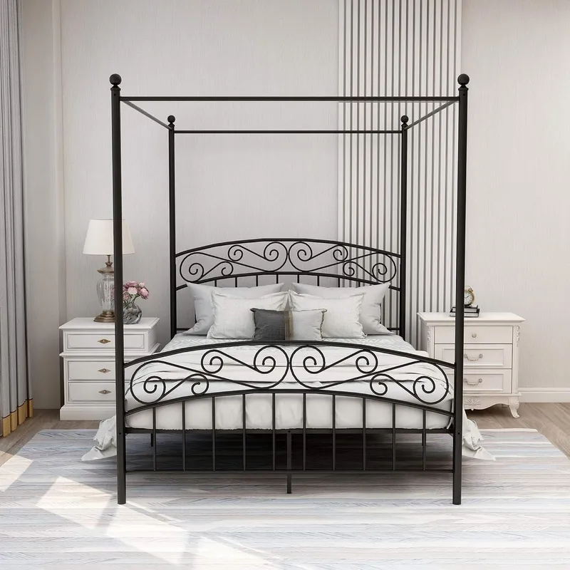 Rama łóżka z baldachimem Queen – Canopy Bed Frame Metal Queen recenzja i cena