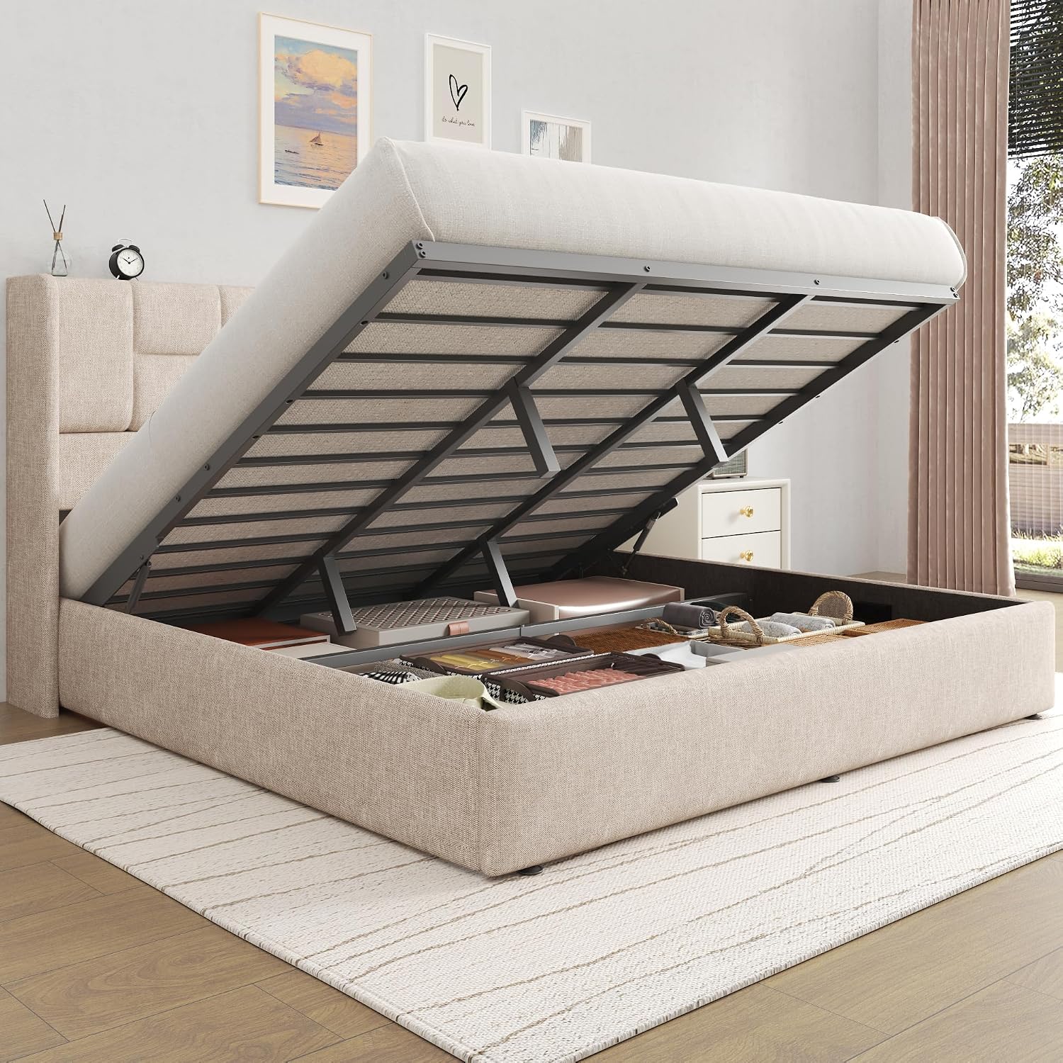 Rama łóżka typu king-size z ta – Gas Lift Storage Bed Hydraulic recenzja i cena