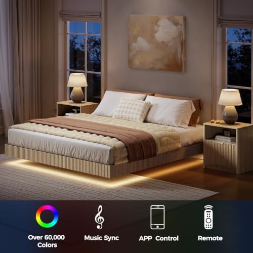 Zestaw do sypialni, łóżko typu – Floating Nightstand With Led Light recenzja i cena