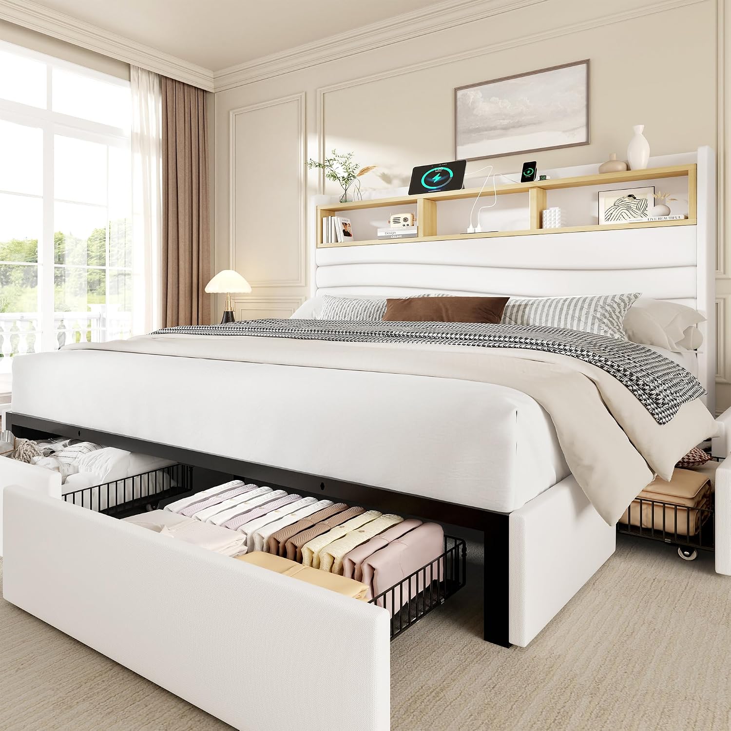 Rama łóżka typu king size z 6  – King Size Bed Frame With Storage Drawers recenzja i cena