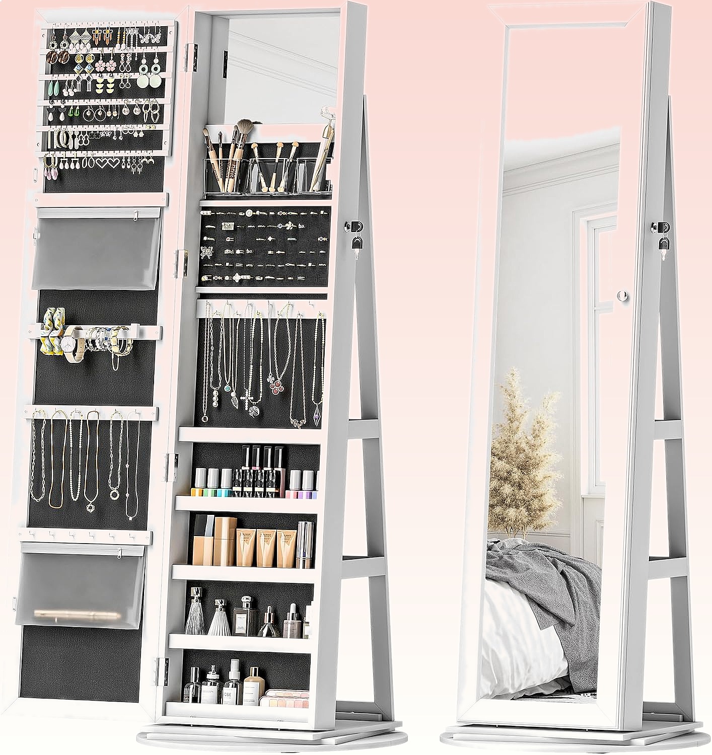 HOMCOM 360 °   Obrotowa, zamyk – Full Length Mirror Jewelry Armoire recenzja i cena