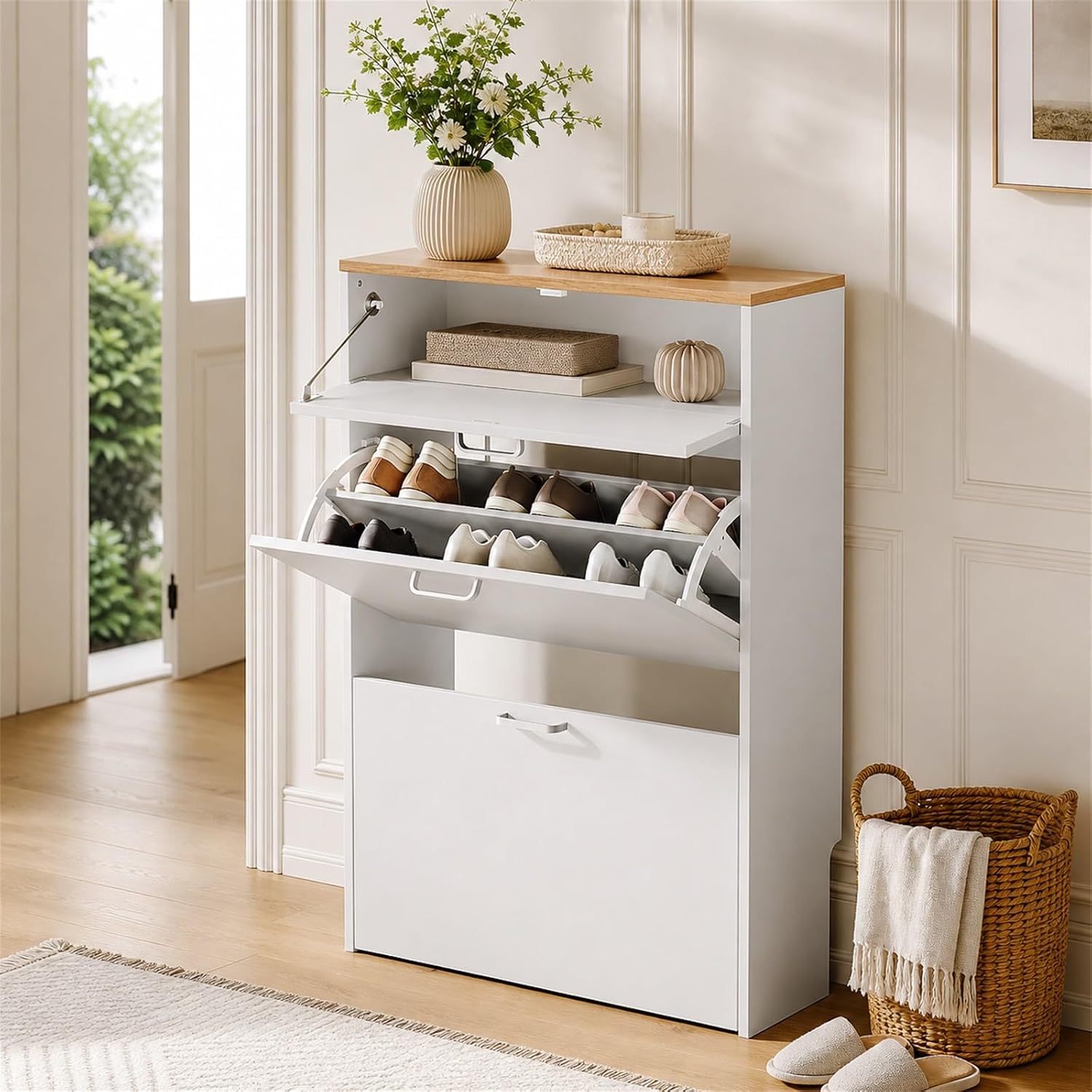 # Wąska szafka na buty z 2 szu – Shoe Rack Cabinet Narrow Entryway recenzja i cena