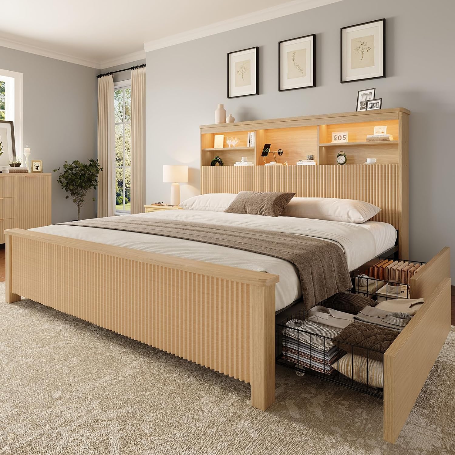 Rama łóżka typu King Size z 4  – King Size Bed Frame With Storage Drawers recenzja i cena
