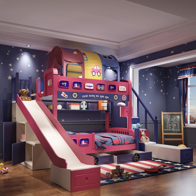 Nowoczesna łóżko dla dziewczyn – Bunk Bed With Stairs And Slide recenzja i cena