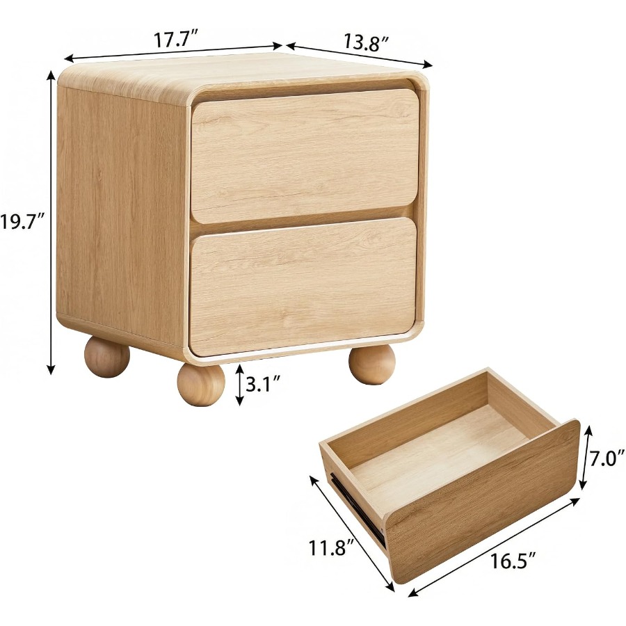 Mały stolik nocny z 2 szuflada – Solid Wood Nightstand 2 Drawers recenzja i cena