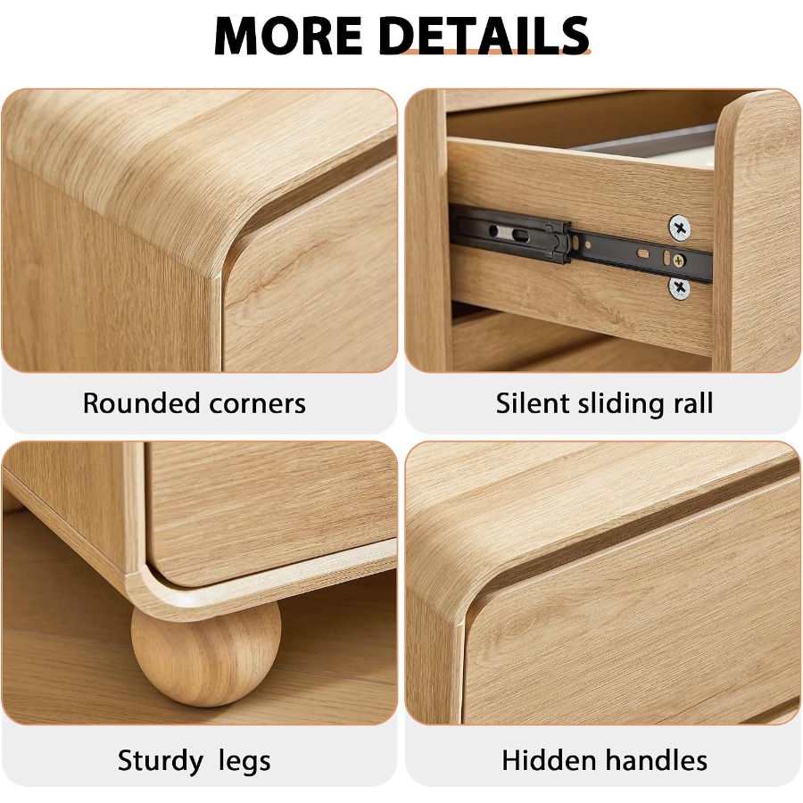 Mały stolik nocny z 2 szuflada – Solid Wood Nightstand 2 Drawers recenzja i cena